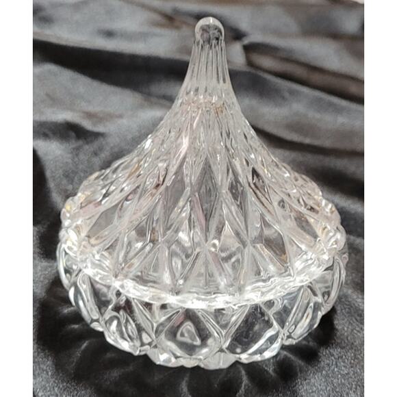Vtg 1996 Clear Cut Glass Trinket Jar Jewelry Candy Keepsake Teardrop Shape Lid - Picture 1 of 11